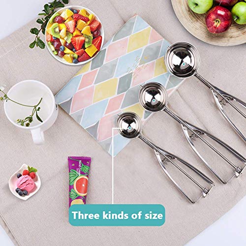 Smyidel Cuchara para Helado - 3 Pcs Inoxidable Cuchara para Helado Fabricante de Bolas de Hielo, Galleta, Masa, Bolas de Carne, Platos de Arroz, Cuchara para Helado (1)