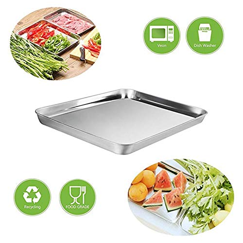 SNOWINSPRING Juego de SáBanas para Hornear de 2 Piezas Juego de Bandejas para Hornear Sartenes para Hornos Tostadores Bandejas para Hornear FáCiles de Limpiar Suministros de Cocina