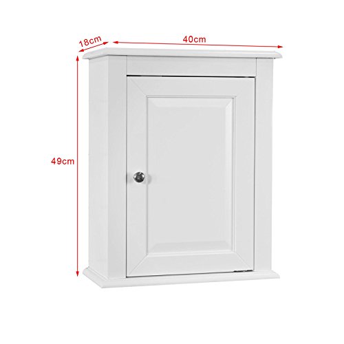 SoBuy FRG203-W,Armario suspendido de baño para la Pared con Puerta,L 40 x P 18 x H 49cm,Blanco,ES
