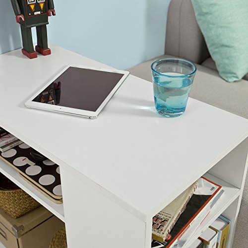 SoBuy® - Mesilla baja de salón con ruedas, blanca, cód. FBT34-W
