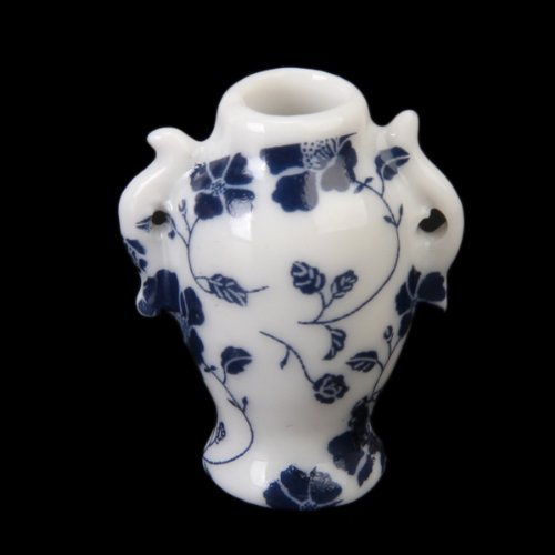 SODIAL (R) 1/12 miniaturas de casa de munecas de ceramica florero de porcelana china azul vid -7 Piezas