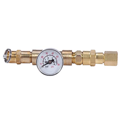 SODIAL VáLvula de Alivio con Bloqueo de Bola con ManóMetro VáLvula de Alivio de PresióN Ajustable Presurizador de Barril de Cerveza 0-60 PSI (0-4 Bar) Equipo de ElaboracióN de Cerveza