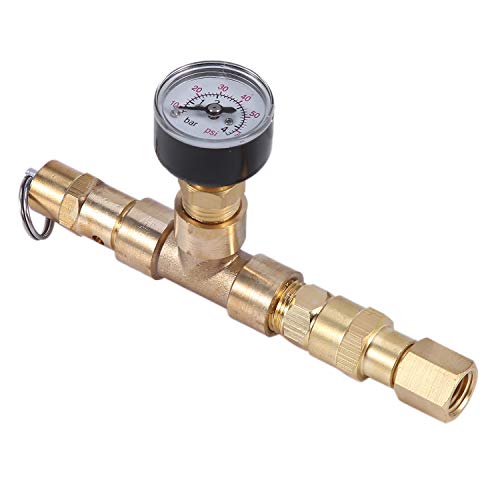 SODIAL VáLvula de Alivio con Bloqueo de Bola con ManóMetro VáLvula de Alivio de PresióN Ajustable Presurizador de Barril de Cerveza 0-60 PSI (0-4 Bar) Equipo de ElaboracióN de Cerveza