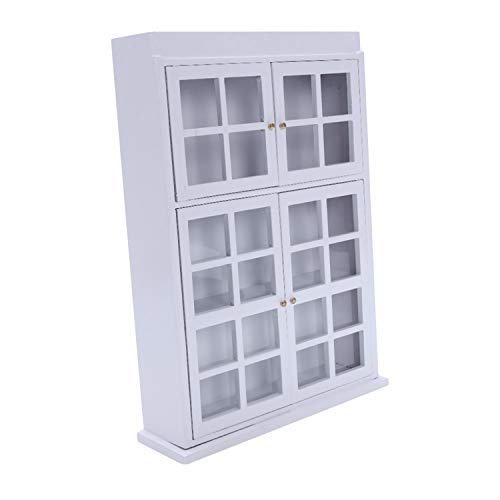 SODIAL(R) 1/12 Muebles en miniatura de casa de munecas Estante de exposicion del gabinete comedor de cocina Blanco