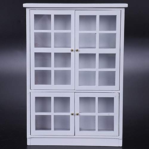 SODIAL(R) 1/12 Muebles en miniatura de casa de munecas Estante de exposicion del gabinete comedor de cocina Blanco