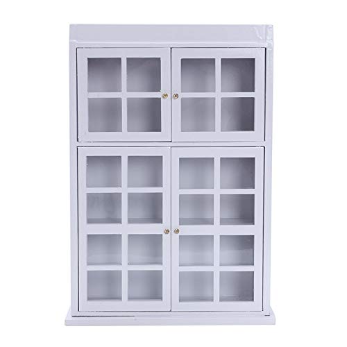 SODIAL(R) 1/12 Muebles en miniatura de casa de munecas Estante de exposicion del gabinete comedor de cocina Blanco