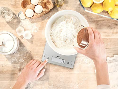 Soehnle Page Comfort 300 Slim Báscula de Cocina Digital, Plata, 26,4 x 20,8 x 3,3 cm