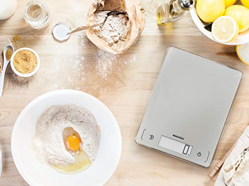 Soehnle Page Comfort 300 Slim Báscula de Cocina Digital, Plata, 26,4 x 20,8 x 3,3 cm