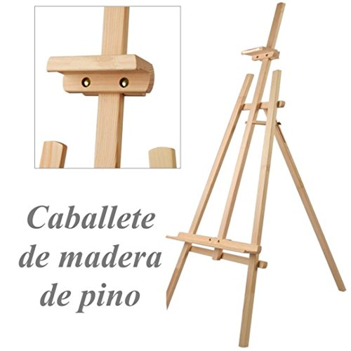 Solagua Caballete de Madera de Pino Color Natural para Pintar o Soporte de Carteles en Todo Tipo de Eventos,transportable Ligero y Estable (140 cm, Natural)