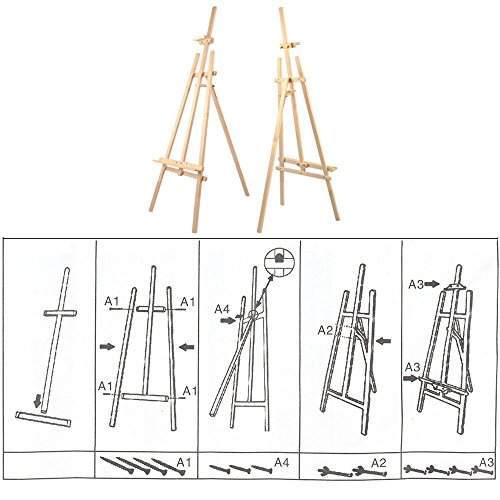 Solagua Caballete de Madera de Pino Color Natural para Pintar o Soporte de Carteles en Todo Tipo de Eventos,transportable Ligero y Estable (140 cm, Natural)