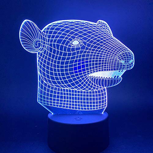 Solo 1 pieza Lámpara 3D Lovely Mouse Night Light para niños Regalo Dormitorio Animal Lámpara Nightlights para niños Led Night Light 3D
