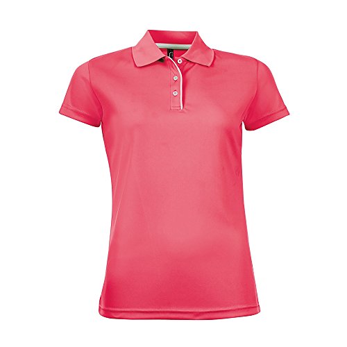 SOLS- Polo Performer de Manga Corta piqué para Mujer (Mediana (M)) (Rojo)