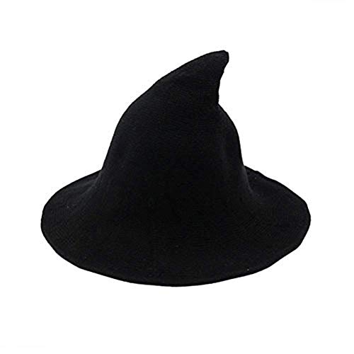 Sombrero Mujer Halloween Sombrero Bruja Grande de Lana Gorro de Punta Plegable Disfraz para Fiesta Cosplay Carnaval