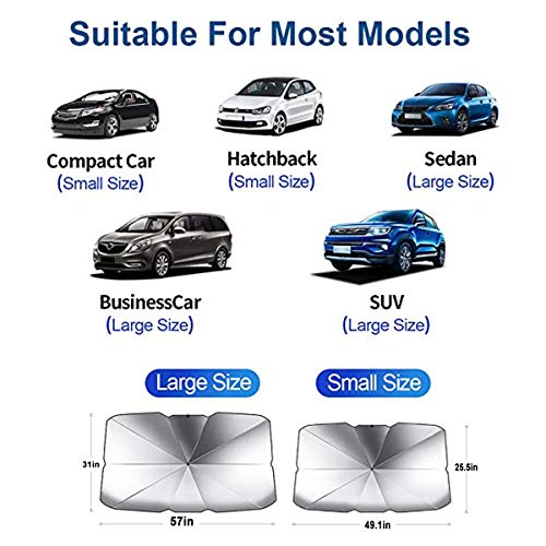 Sombrilla Paraguas del Coche, Parasol Sombrilla per Coche Lunas Delanteras, Plegable Parasol Coche Delantero Protector con Anti UV Rayos, Sombrilla Paraguas Multiuso Apto la Mayoría de Coches y Suvs
