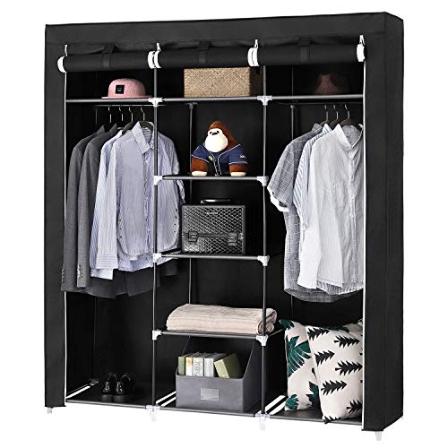 SONGMICS Armario Closet Organizador Textil Plegable Color Negro 175 x 150 x 45 cm RYG12B