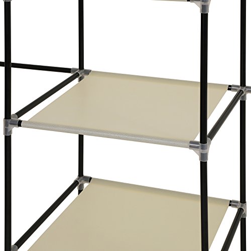 SONGMICS Armario de Tela, Estantería de Almacenaje, Resistente al Polvo, Tubo de Acero, (tamaño XXL, 175 x 150 x 45 cm), Color Beige RYG12M