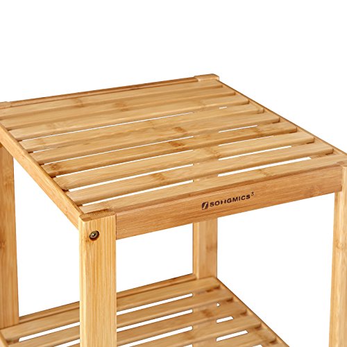 SONGMICS Estante de Baño, de Bambú, de 5 Niveles, Estante de Cocina de Pie, para Espacios Estrechos, Sala, Dormitorio, Vestíbulo, 33 x 33 x 146 cm BCB55Y