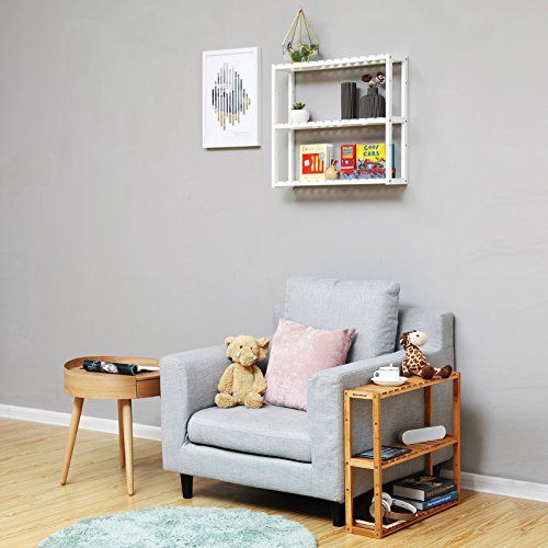 SONGMICS Estantería de Bambú para Baño, Librería, Organizador, Estantería de Pared, 60 x 15 x 54 cm BCB13W