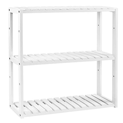 SONGMICS Estantería de Bambú para Baño, Librería, Organizador, Estantería de Pared, 60 x 15 x 54 cm BCB13W