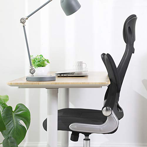 SONGMICS OBN86BK Silla giratoria de Oficina Silla de Escritorio de Malla con reposacabezas Mecanismo sincronizad y Altura Ajustable Negro