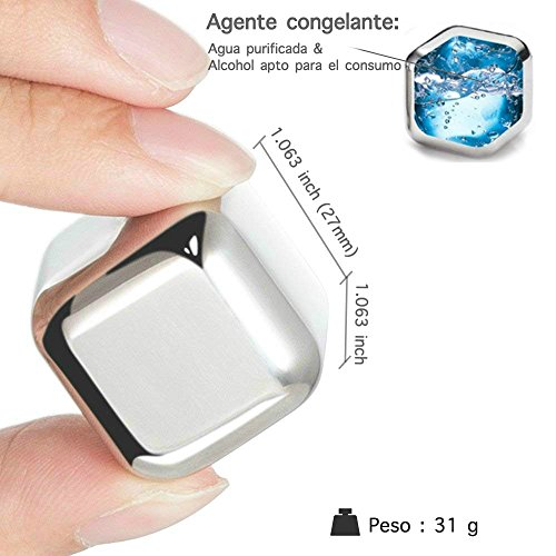 SONGYAN Cubitos de hielo metálicos reutilizables para enfriar bebidas,Enfria tus bebidas sin que se agüen,para Whisky Congelado Reutilizable