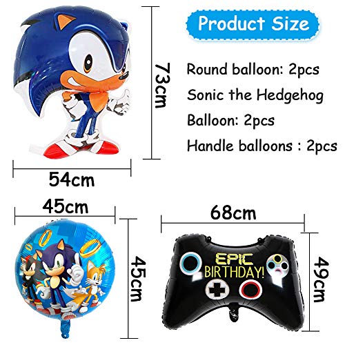 Sonic Foil Globos, Sonic Decoración para Fiestas de Cumpleaños Sonic The Hedgehog Party Supplies Juego de Decoración Sonic Erizo Frustrar Globo Set para Fiestas de Cumpleaños