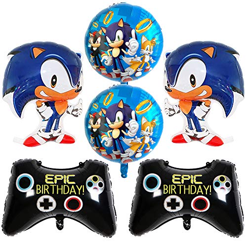 Sonic Foil Globos, Sonic Decoración para Fiestas de Cumpleaños Sonic The Hedgehog Party Supplies Juego de Decoración Sonic Erizo Frustrar Globo Set para Fiestas de Cumpleaños
