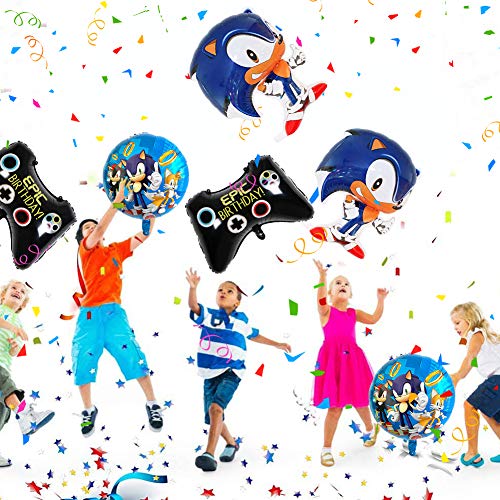 Sonic Foil Globos, Sonic Decoración para Fiestas de Cumpleaños Sonic The Hedgehog Party Supplies Juego de Decoración Sonic Erizo Frustrar Globo Set para Fiestas de Cumpleaños