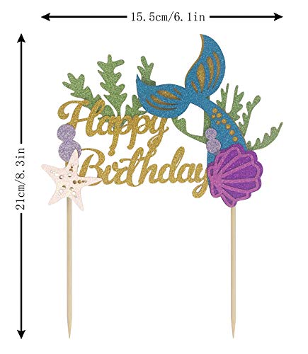 SONSMER - Decoración para tarta de sirena, diseño de sirena, ideal para decoración de tartas de cumpleaños, decoración para tarta de sirena