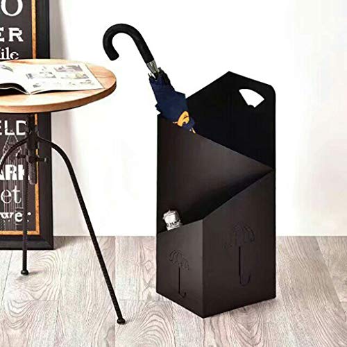 Soporte de Paragüas Paragüero Inicio Hotel Lobby Negro Hierro labrado Grabado con láser Cubeta para Paraguas