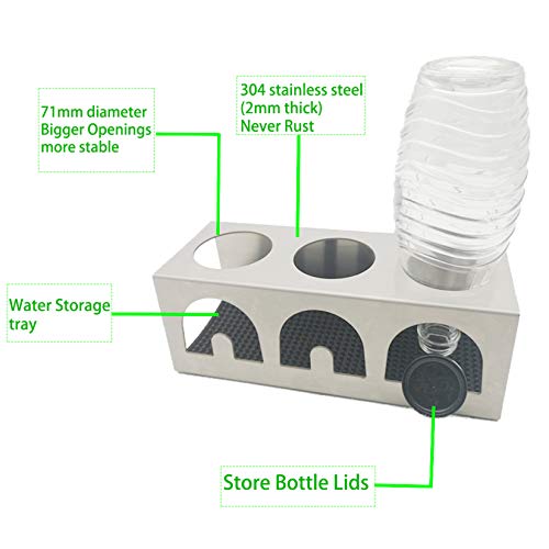 Soporte para botellas de soda, acero inoxidable, resistente al óxido, con bandeja de goteo extraíble para botellas SodaStream y Emil
