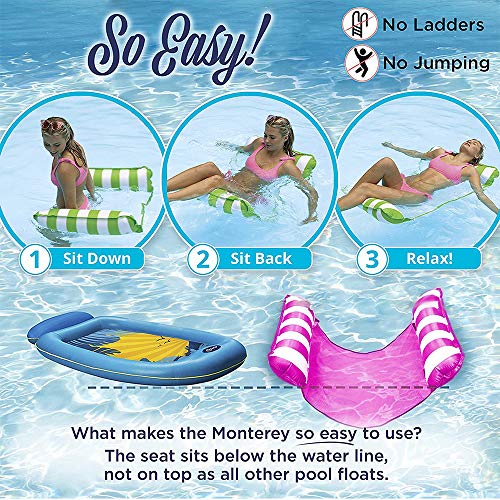 sopplea Hamaca Flotante, Hamaca de Agua 4 en 1 Piscina Tumbona Hamaca Inflable de Agua Flotante colchoneta Piscina Tumbona Flotante Hamaca Flotante para Adultos Cama Flotante de Agua (Rosa)