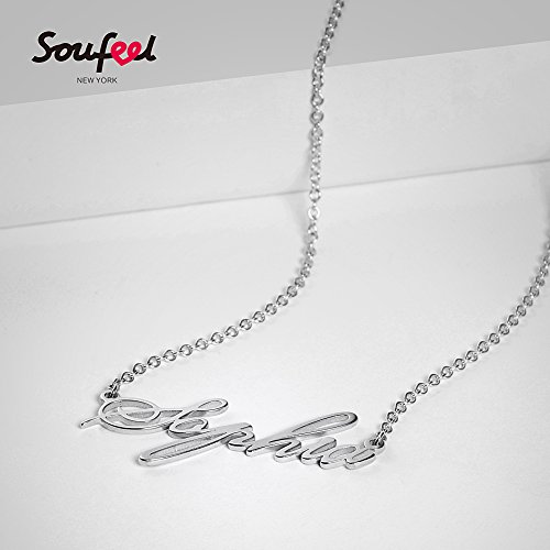 SOUFEEL Collar Plata de Ley Colgante con Nombre Personalizados Regalo para Familia Aniversario Novia Cadena Ajustable