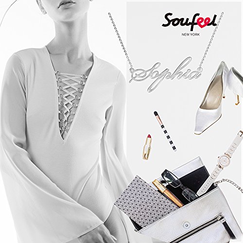 SOUFEEL Collar Plata de Ley Colgante con Nombre Personalizados Regalo para Familia Aniversario Novia Cadena Ajustable