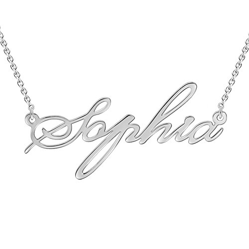 SOUFEEL Collar Plata de Ley Colgante con Nombre Personalizados Regalo para Familia Aniversario Novia Cadena Ajustable