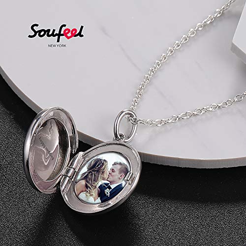 SOUFEEL Collares Foto Plata Mujer Colgante de Guardapelo Personalizado Regalo Cumpleano Navidad Reyes