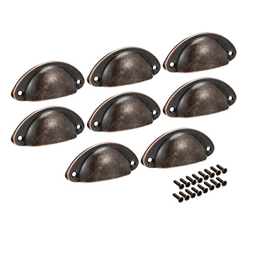 Sourcingmap – Tiradores de copa de acero al carbono, asas de latón antiguo para cómoda de cocina, cajón de armario de cocina, 3.19" de longitud 1.38" de ancho, paquete de 8