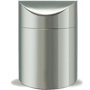 Space Home - Papelera Mini de Sobremesa con Tapa Oscilante - Acero Inoxidable - Plata