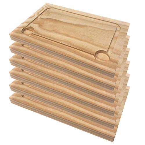 Space Home - Plato de Madera para Churrasco - Set de 6-30 * 20 cm