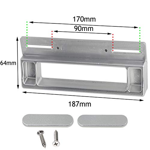 Spares2go - Tiradores universales para puerta de frigorífico o congelador (190 mm), color plateado y gris