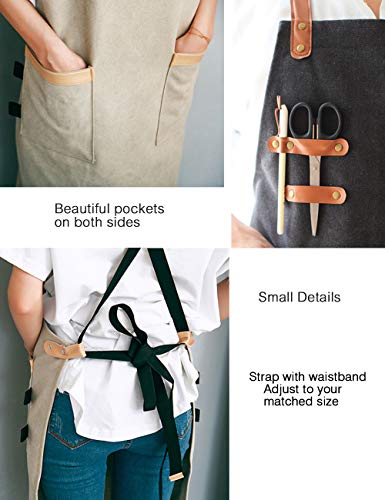 SPDYCESS Unisexo Doble Bolsillo Lienzo Lavado Delantal Cocina Jardín Ropa de Trabajo - Creativo Restaurante Café Ropa