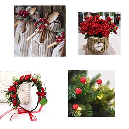 Speed Sell EU 500 Bayas de Acebo Artificiales, Bayas de Frutas Artificiales para decoración de Navidad, Coronas y Suministros para Hacer árboles