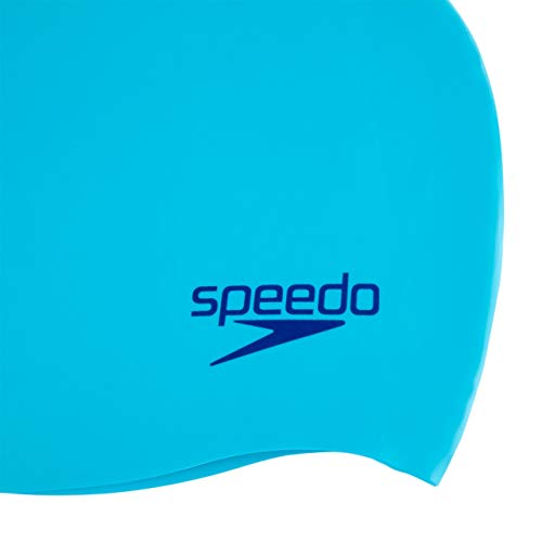 Speedo Gorro Liso Moldeado de Silicona Junior natación, Unisex-Youth, Azul/Azul Claro, Talla única