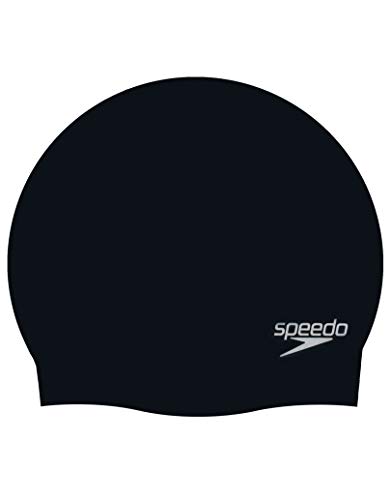 Speedo Gorro Liso Moldeado de Silicona natación, Unisex-Adult, Azul/Cromo, One Size