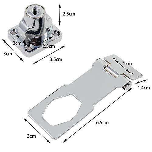 Sprießen Cerrojo de Metal 3.14 inch Hebilla del Pestillo de La Puerta con Candado y Llave Cerradura de Seguridad para Cerrar Cobertizo Puertas Gabinetes Cajas Mueble (2 piezas)