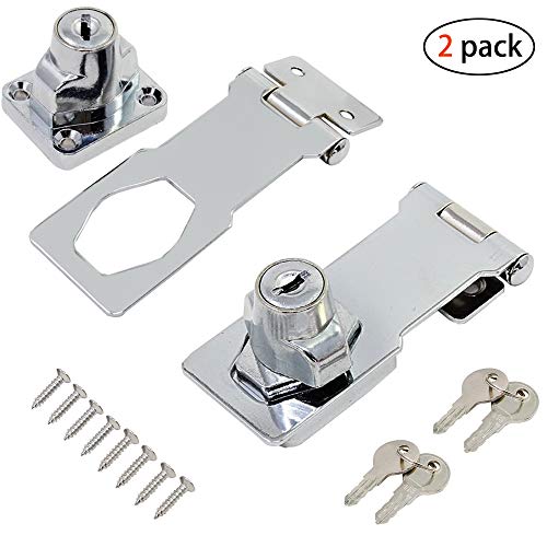 Sprießen Cerrojo de Metal 3.14 inch Hebilla del Pestillo de La Puerta con Candado y Llave Cerradura de Seguridad para Cerrar Cobertizo Puertas Gabinetes Cajas Mueble (2 piezas)