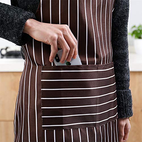 Sprießen Delantal de Cocina de 2 Piezas, Delantal de Barbacoa de Algodón 100%, Delantal Masculino y Femenino Adecuado para Barbacoa, Cocina, Restaurante y cafetería(Blanco y Negro y marrón)