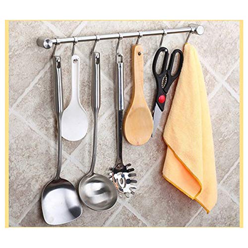 Sprießen Perchero de Cocina, Barra con Colgador de Acero Inoxidable Organizador de Utensilios en Cocina Fácil Montado en Pared 7-Ganchos para Colgar Olla Sartén Cuchillo Cucharón de Cocina