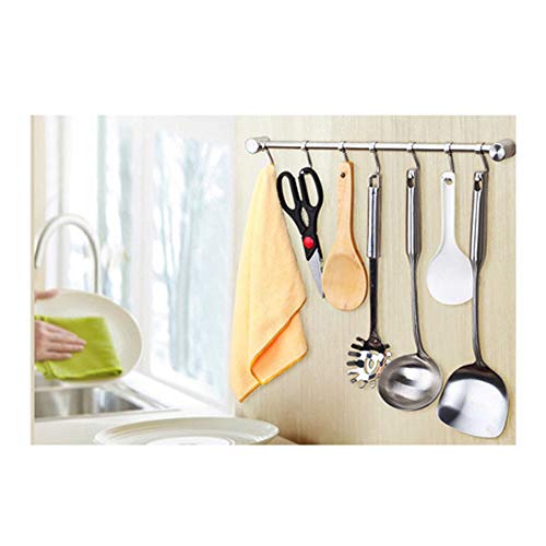 Sprießen Perchero de Cocina, Barra con Colgador de Acero Inoxidable Organizador de Utensilios en Cocina Fácil Montado en Pared 7-Ganchos para Colgar Olla Sartén Cuchillo Cucharón de Cocina