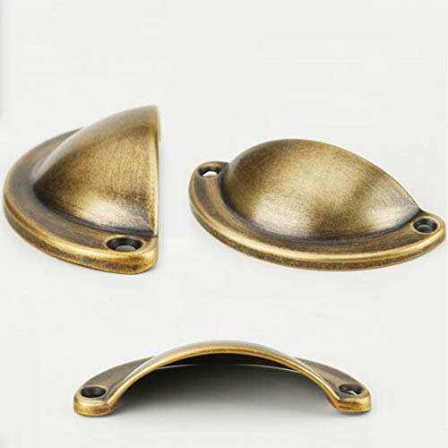 Sqxaldm Tirador de Concha Tiradores de Cajón Antiguo Manijas de Concha Vintage Cajones con Tornillos Tiradores de Hierro Antiguos Pomos de Muebles de Cocina Mango de Concha Vintage Antiguo(24 Piezas)